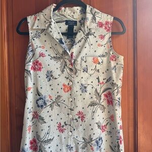 Liz Claiborne CRA y Horse Floral Sleeveless Blouse - Multicolor